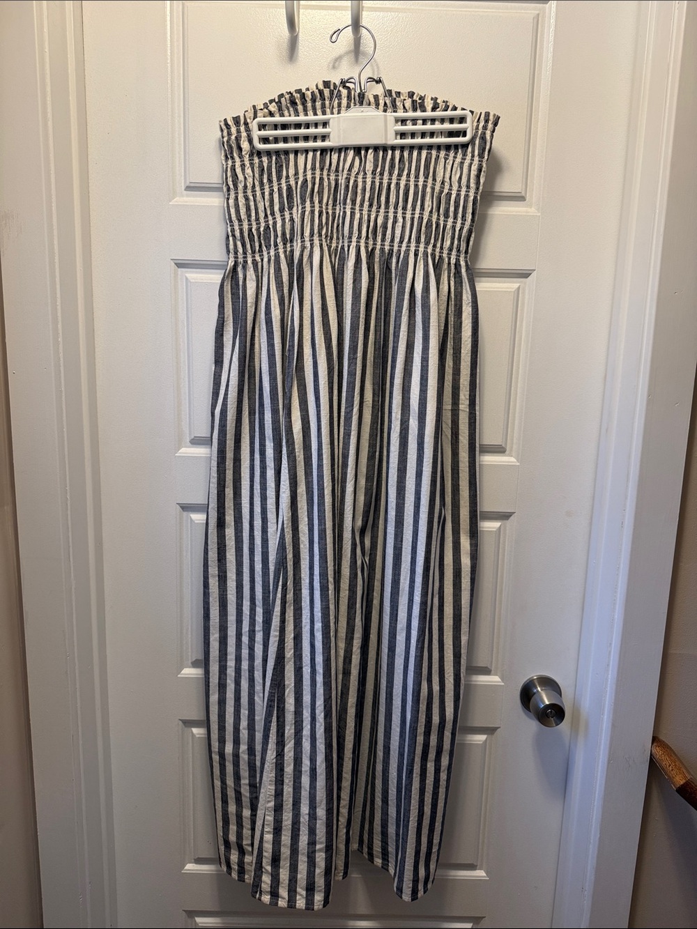 Universal Thread Black & White Striped Strapless Smocked Jumpsuit